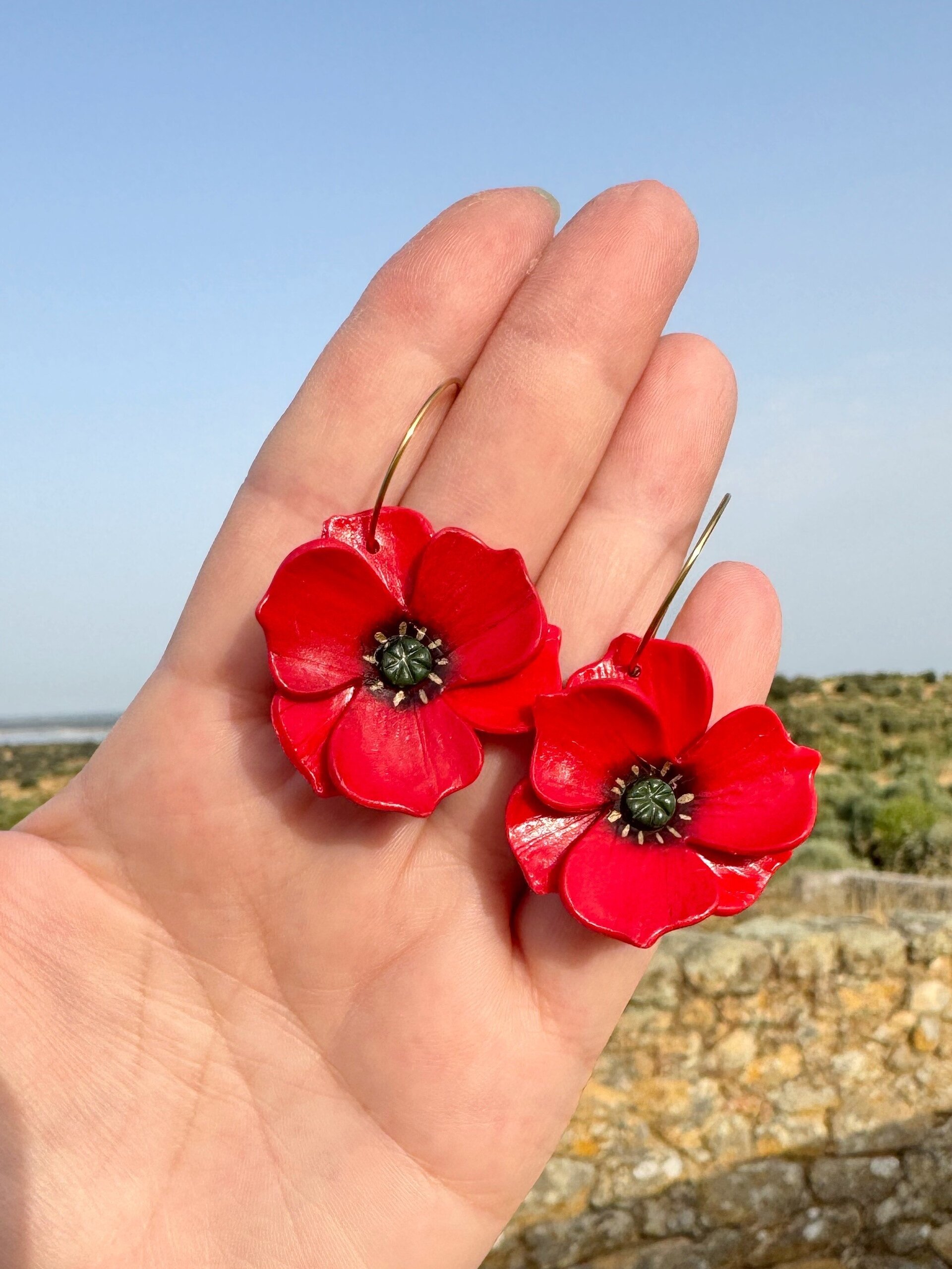 Pendientes Amapolas Aro - 3