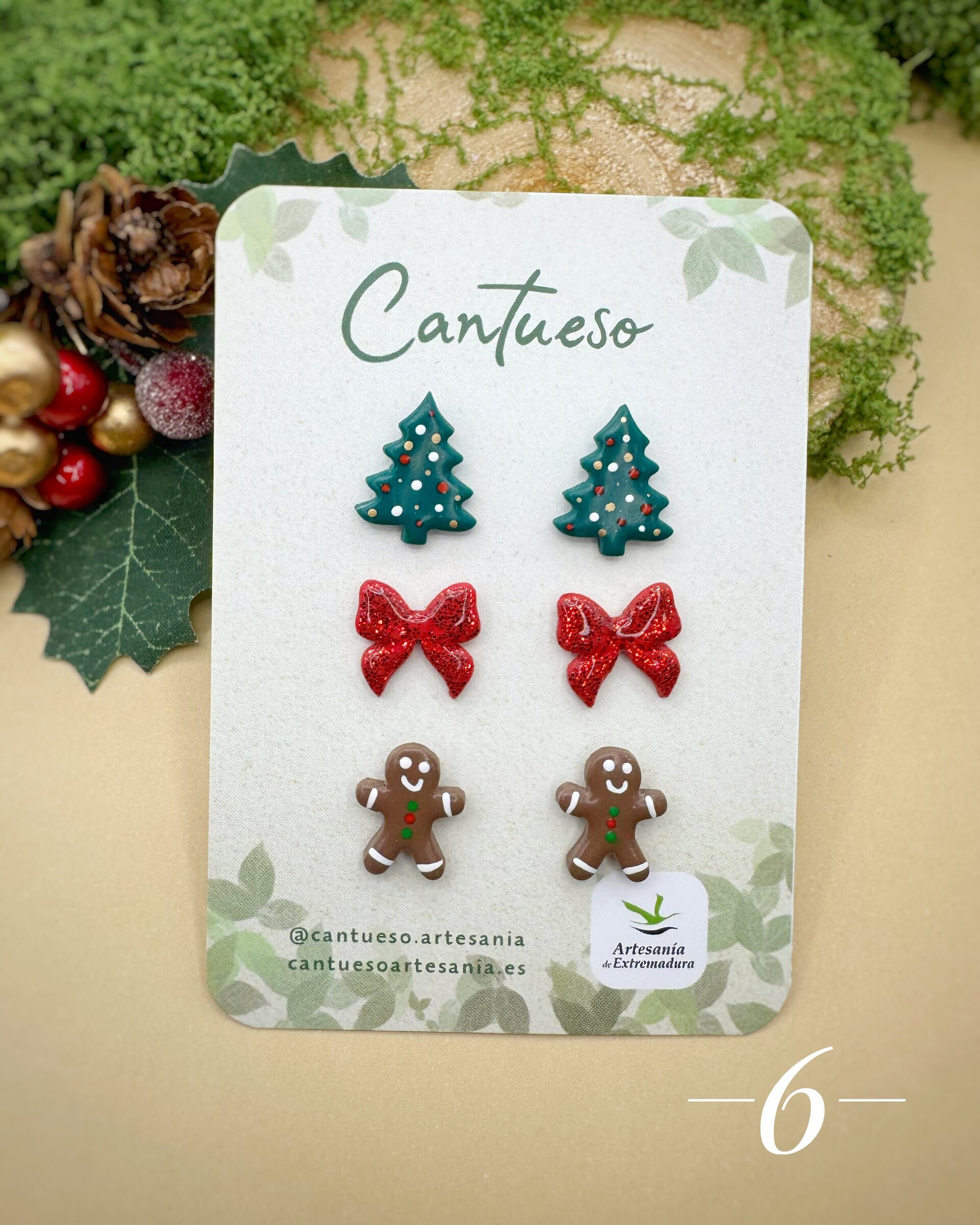 Pendientes Botón Mini Navidad - 5