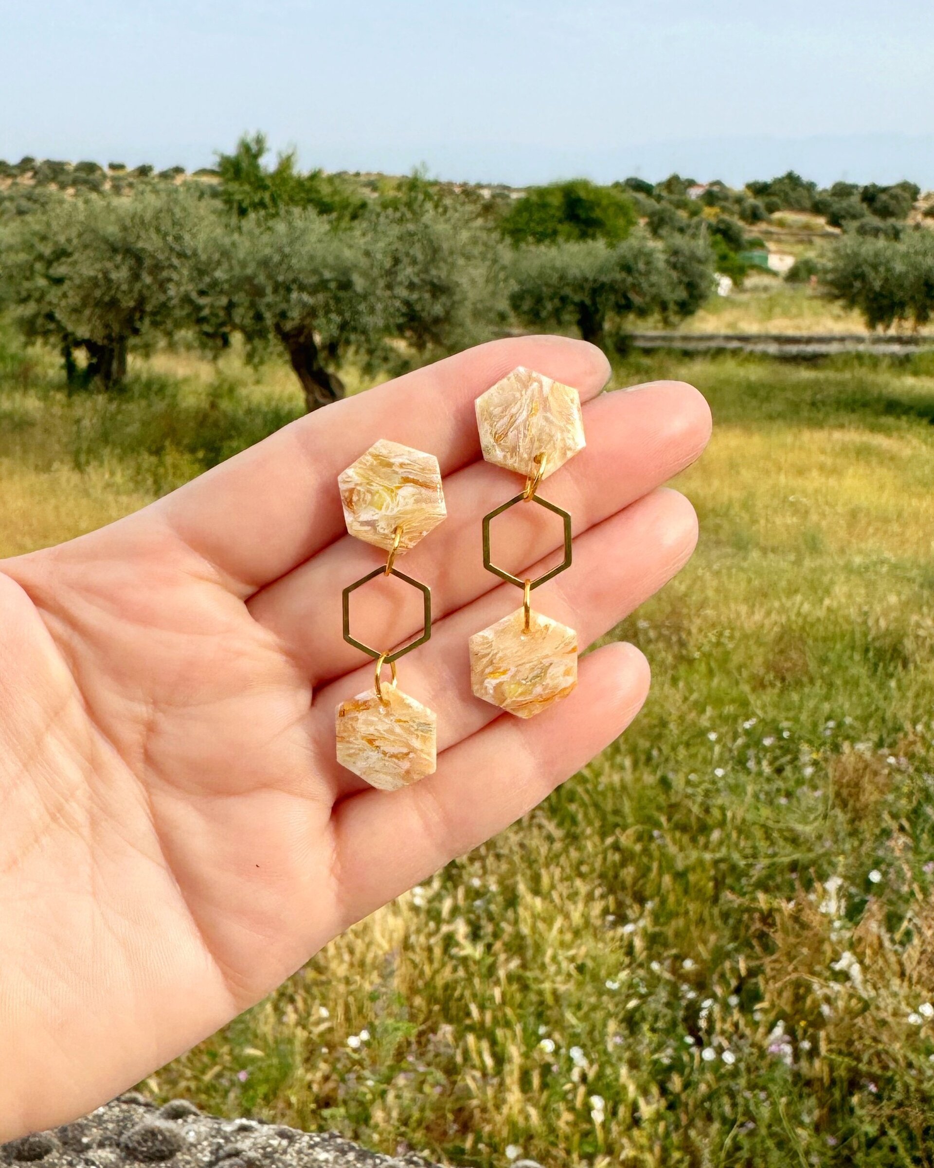 Pendientes Tres hexágonos - 2