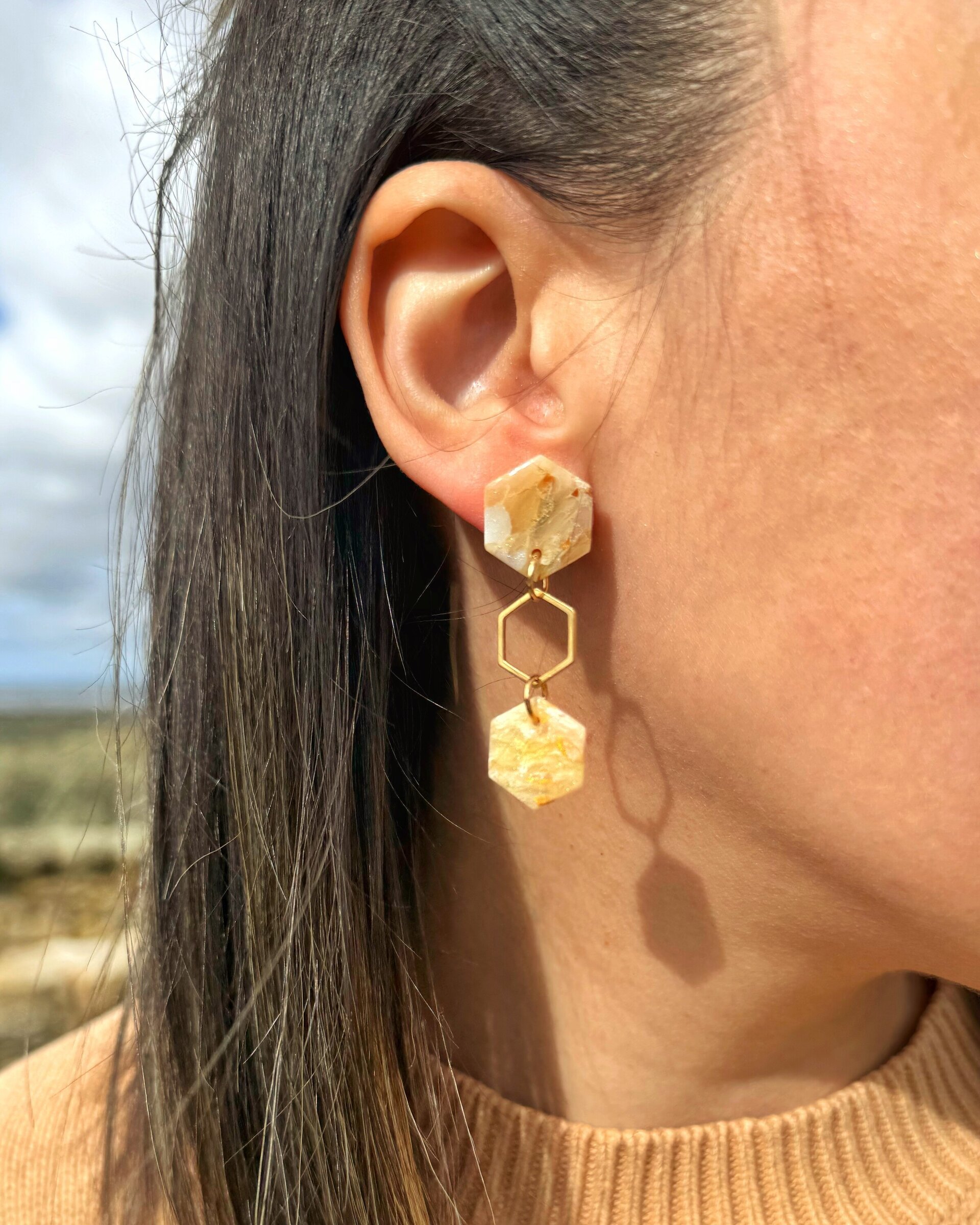 Pendientes Tres hexágonos - 3