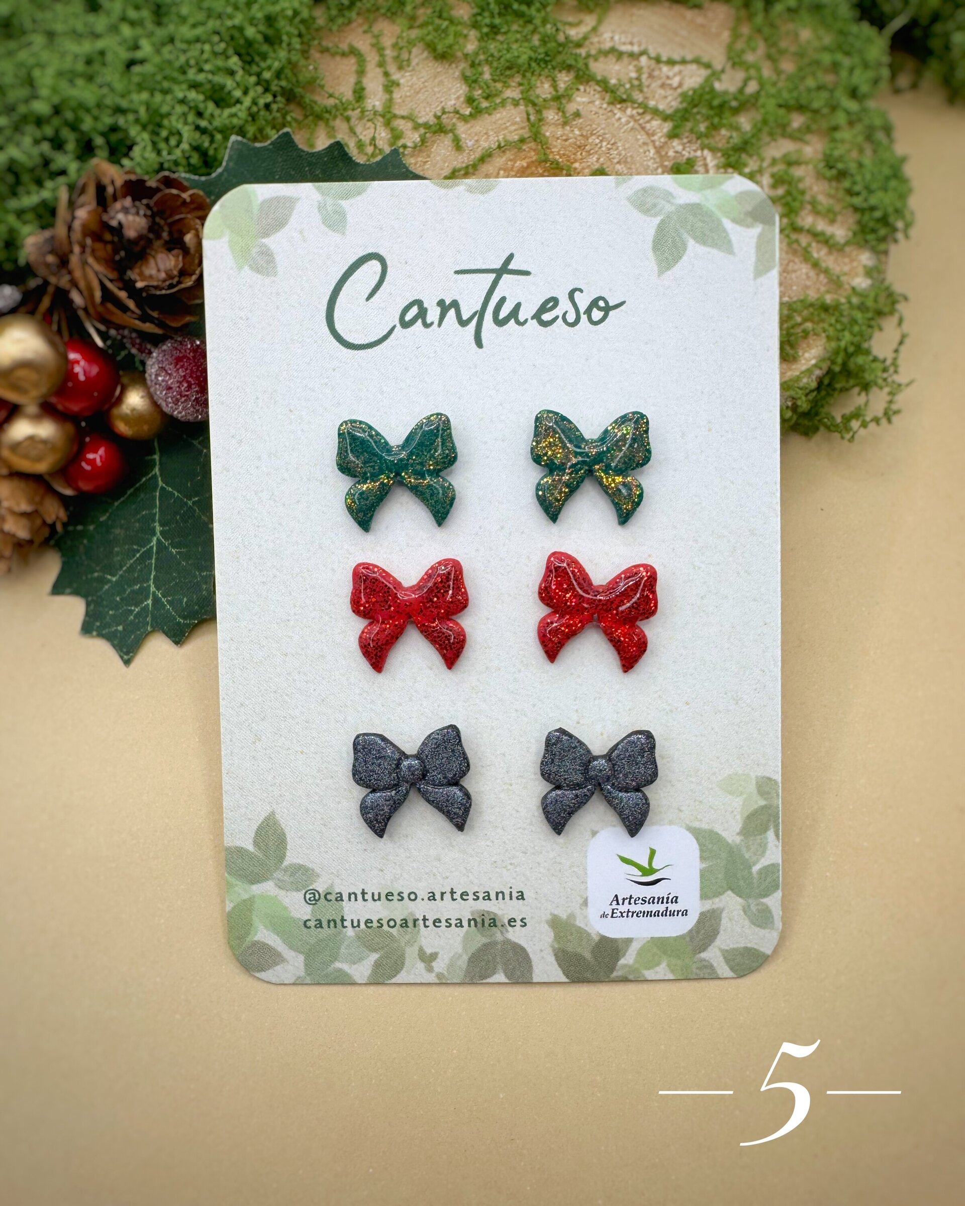 Pendientes Botón Mini Navidad - 4