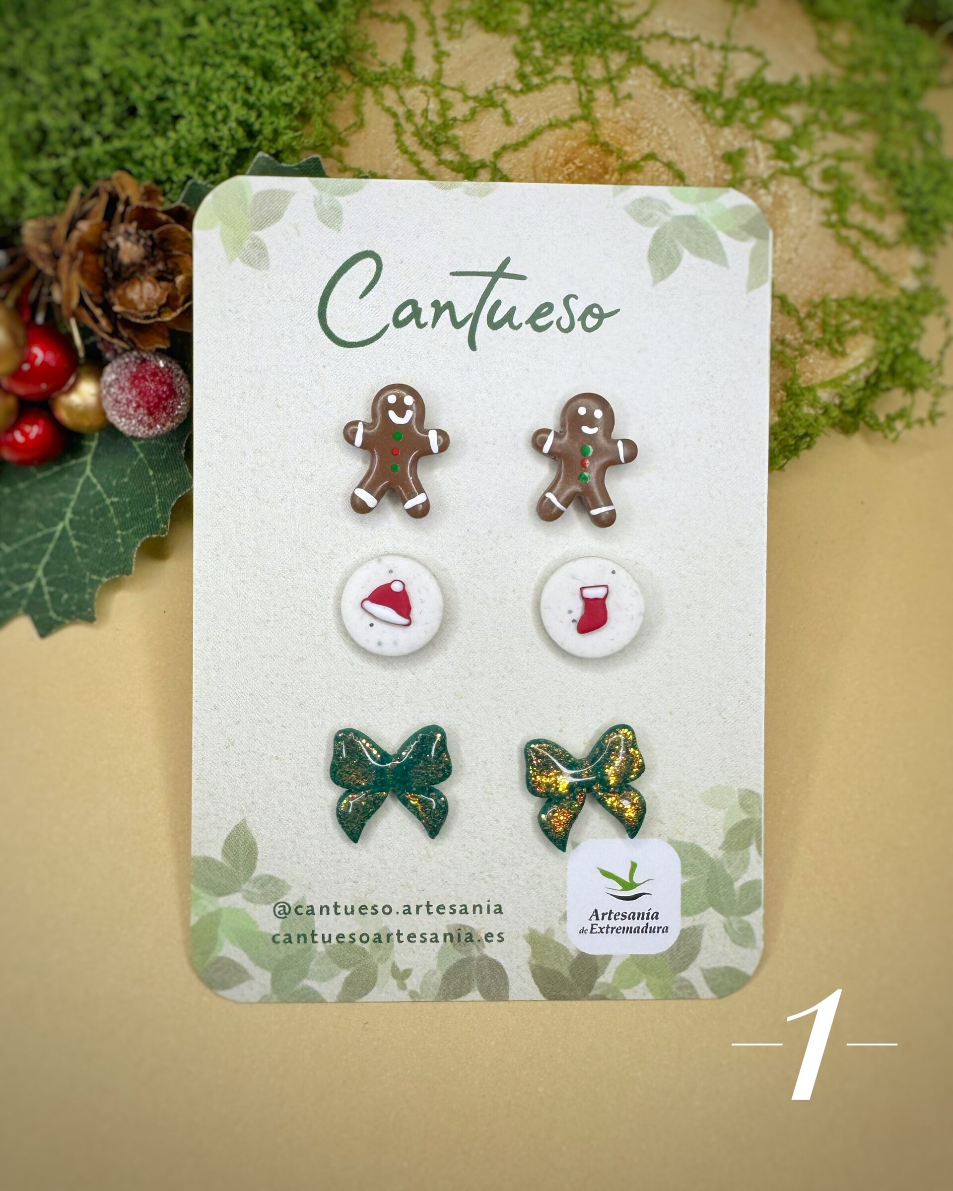 Pendientes Botón Mini Navidad - 10