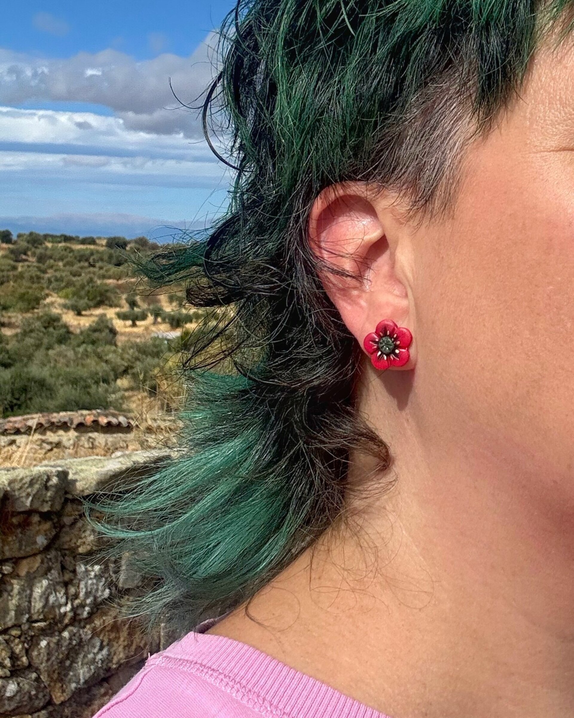 Pendientes Botón Mini Jara/Amapola - 2