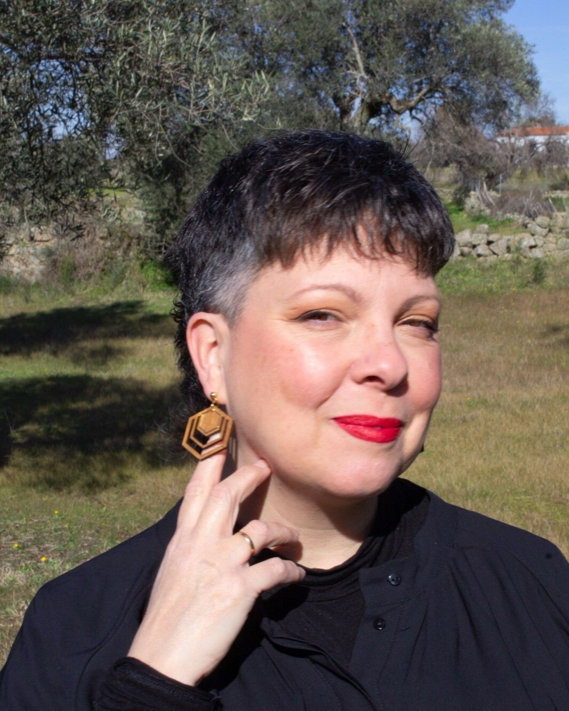 Pendientes Hexágono Madera - 3