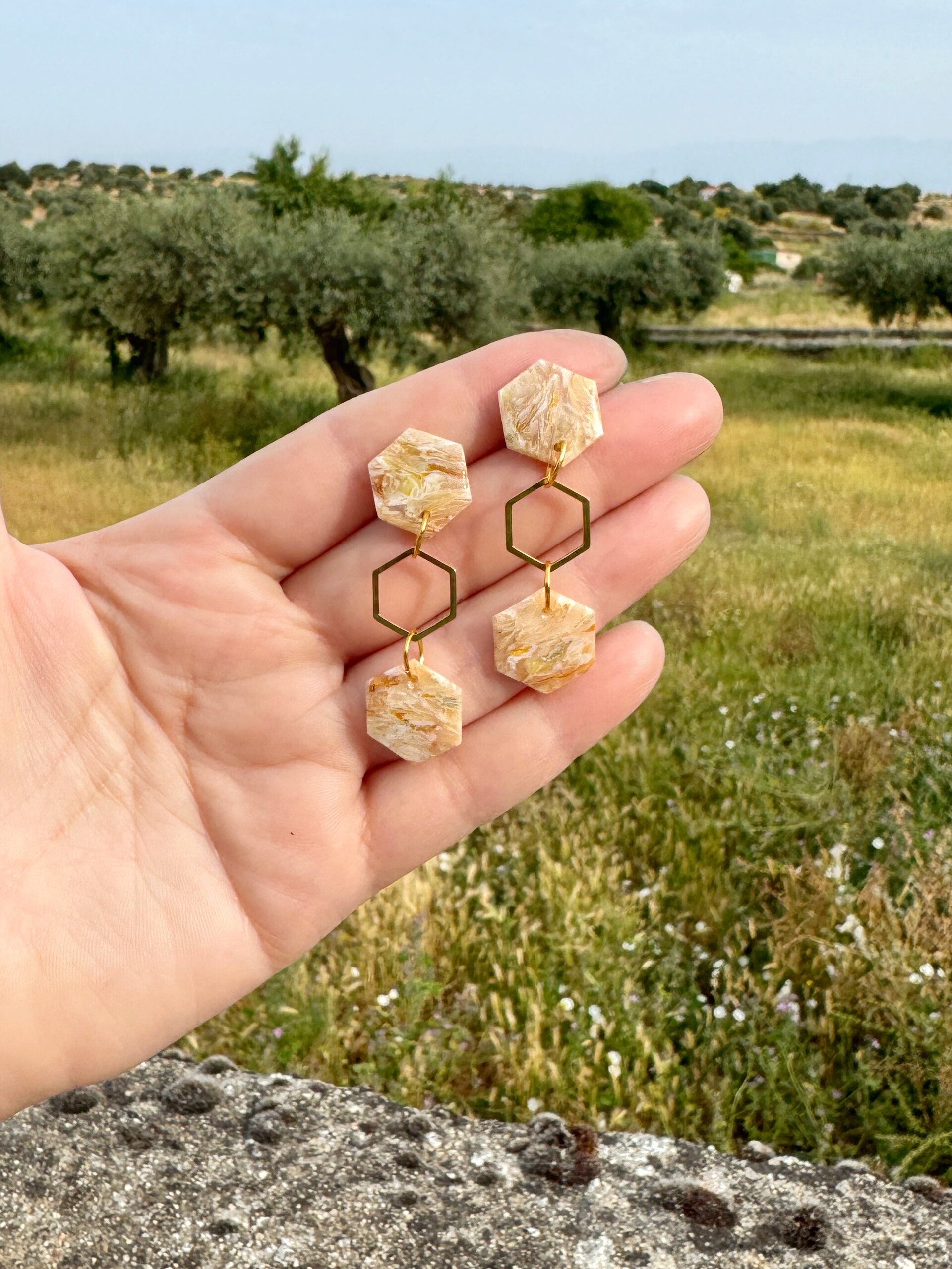 Pendientes Tres hexágonos - 3
