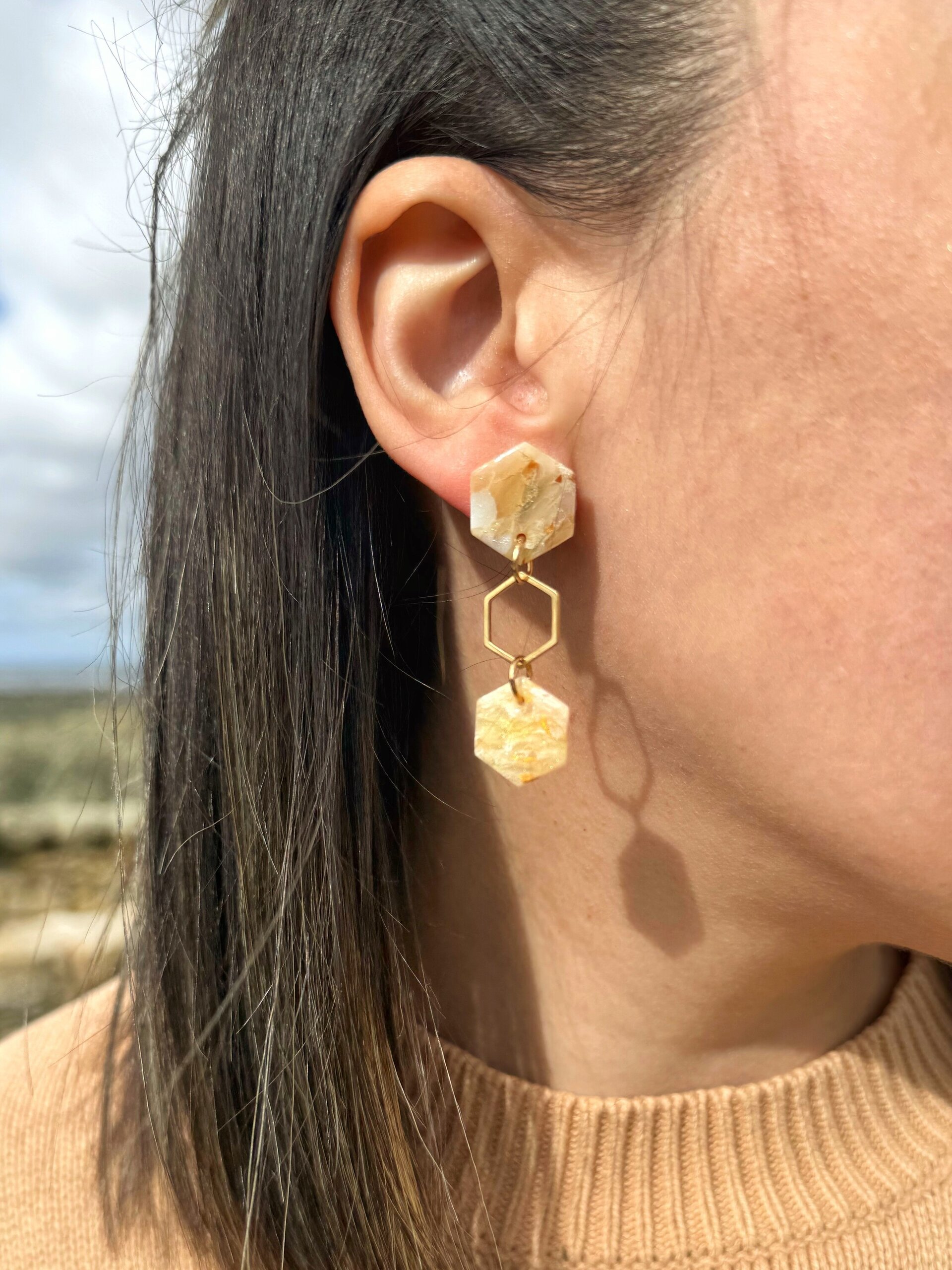 Pendientes Tres hexágonos - 2