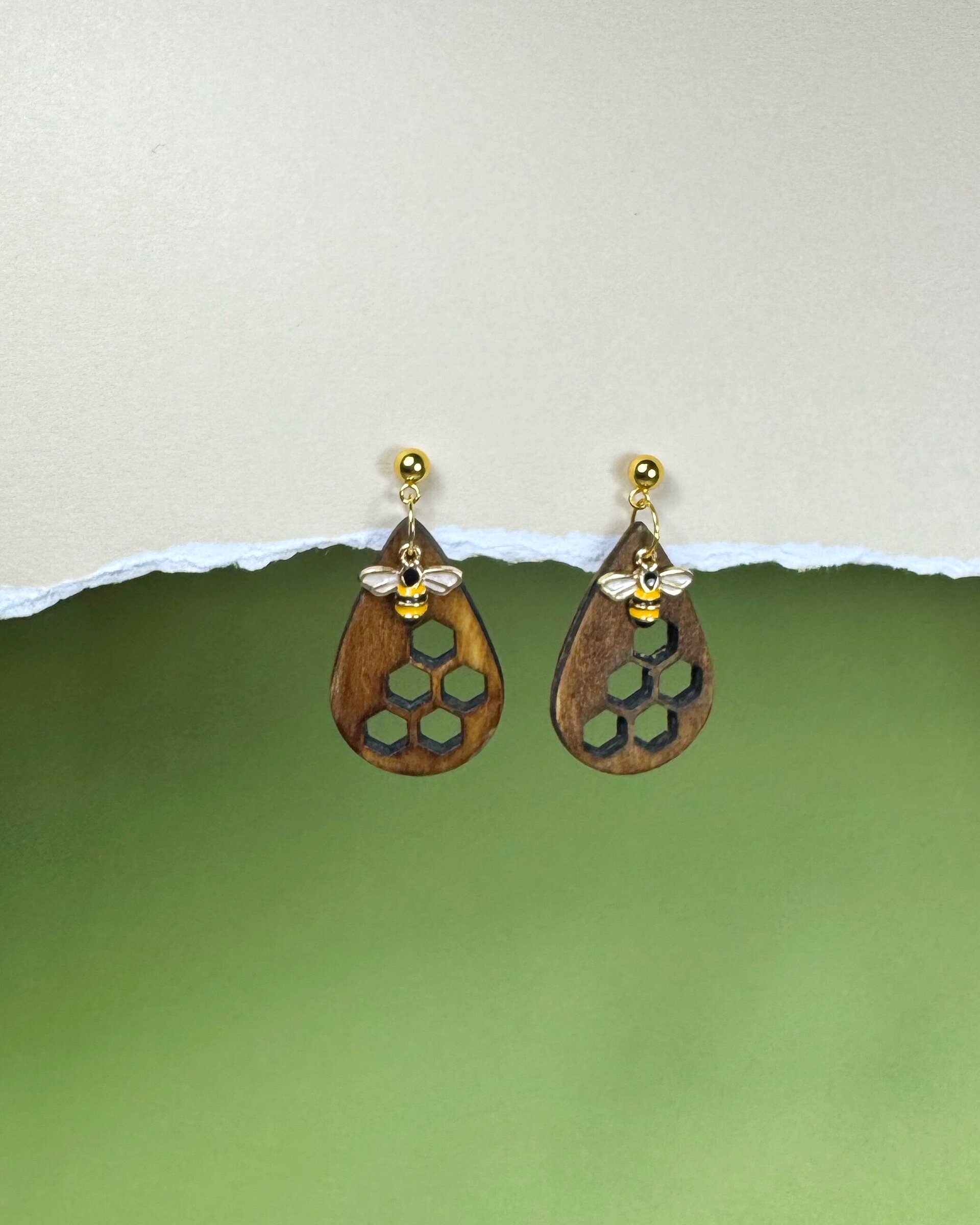 Pendientes Lágrima Madera - 2