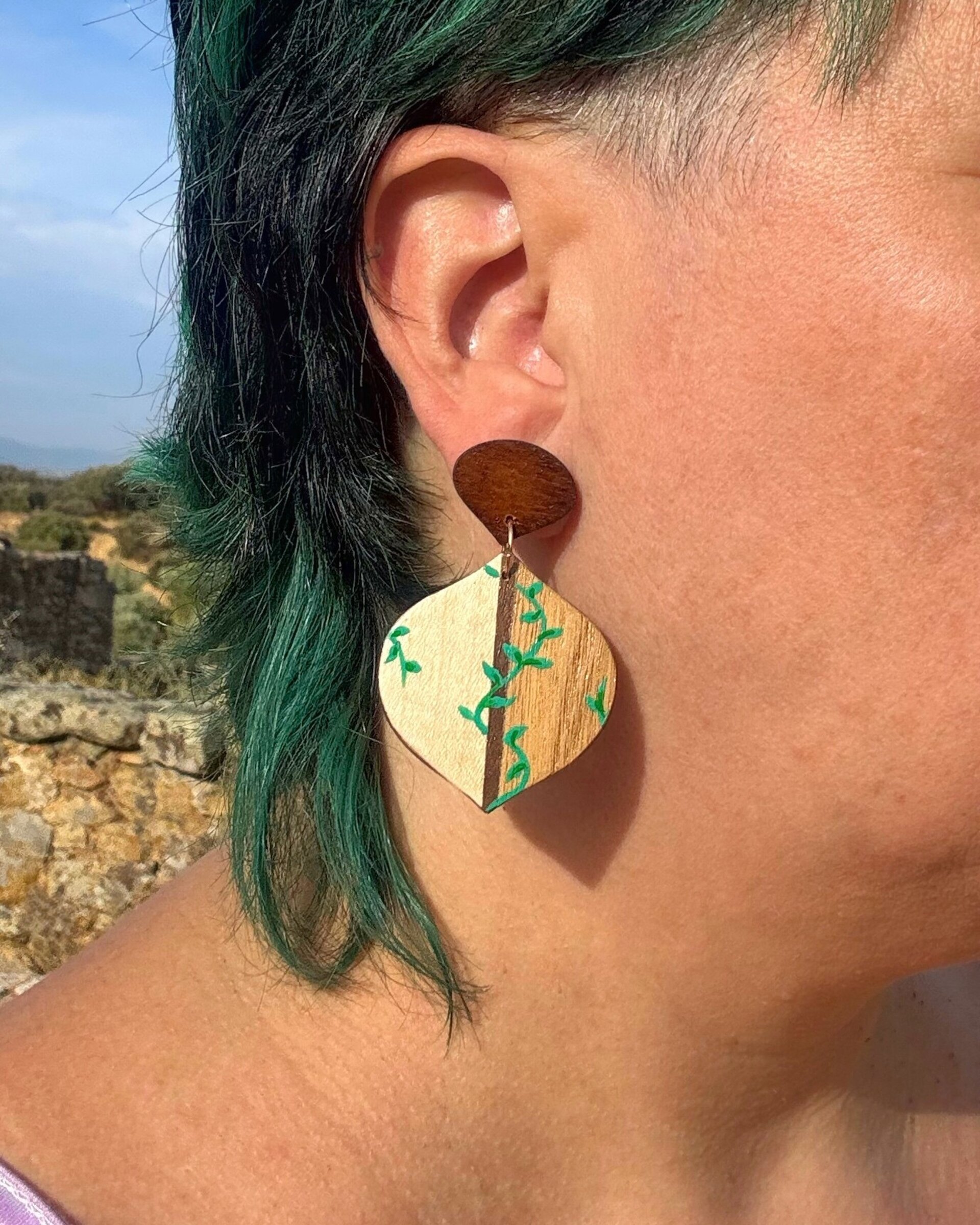 Pendientes Madera pintados a mano - 2