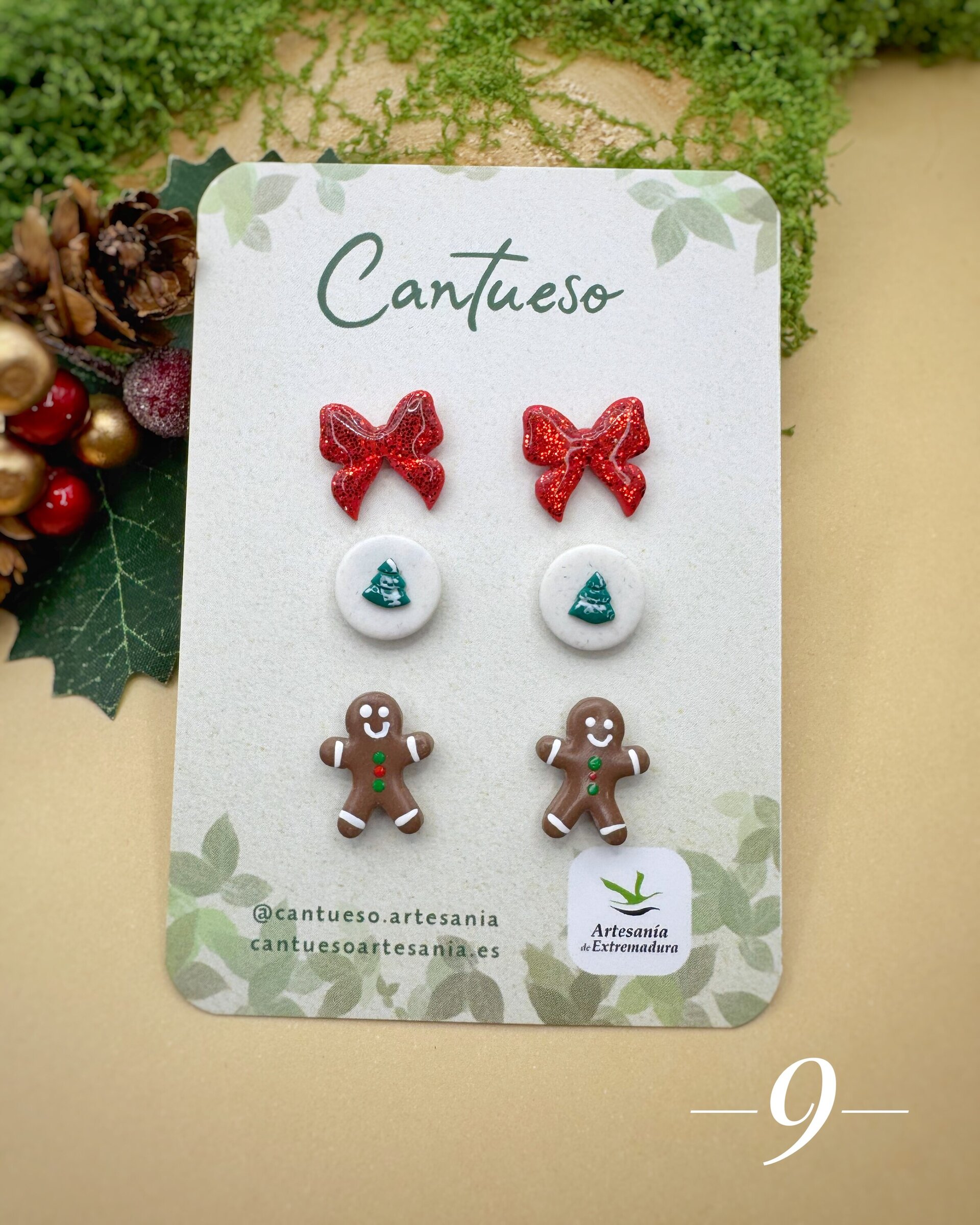 Pendientes Botón Mini Navidad - 8