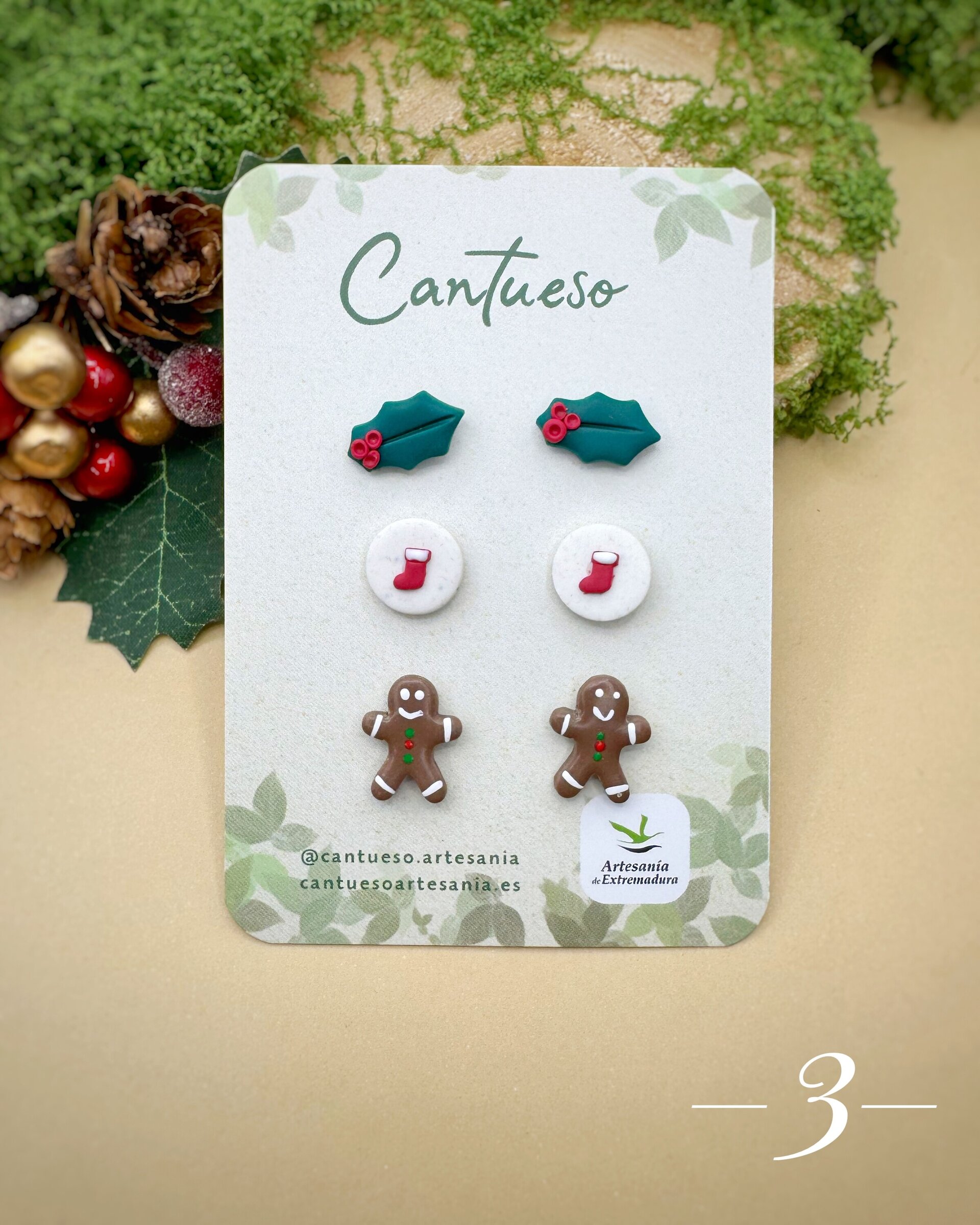 Pendientes Botón Mini Navidad - 3